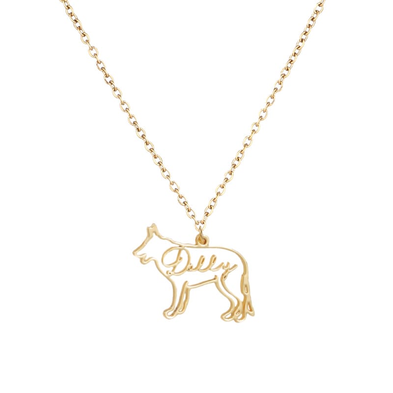 Personalisierte Hunderasse-Silhouette-Halskette mit Namen aus S925 Sterling Silber