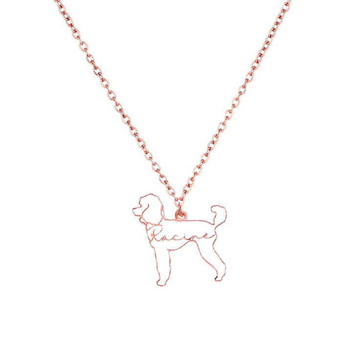 Personalisierte Hunderasse-Silhouette-Halskette mit Namen aus S925 Sterling Silber