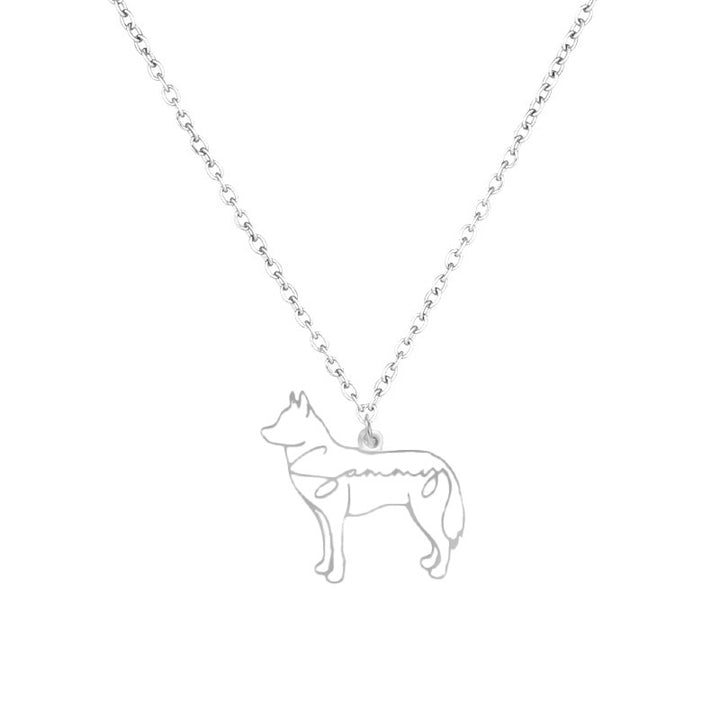 Personalisierte Hunderasse-Silhouette-Halskette mit Namen aus S925 Sterling Silber