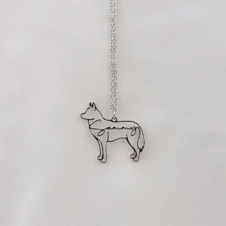 Personalisierte Hunderasse-Silhouette-Halskette mit Namen aus S925 Sterling Silber