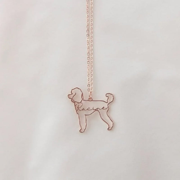 Personalisierte Hunderasse-Silhouette-Halskette mit Namen aus S925 Sterling Silber