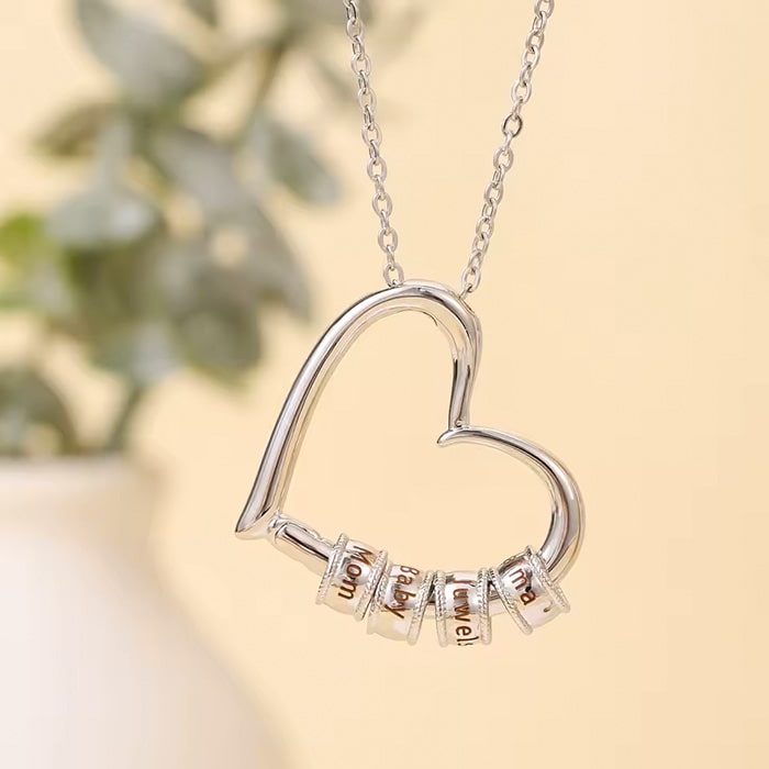 Herzkette mit personalisierten Namenringen - Für die beste Mama der Welt - Ewige Rosenbox