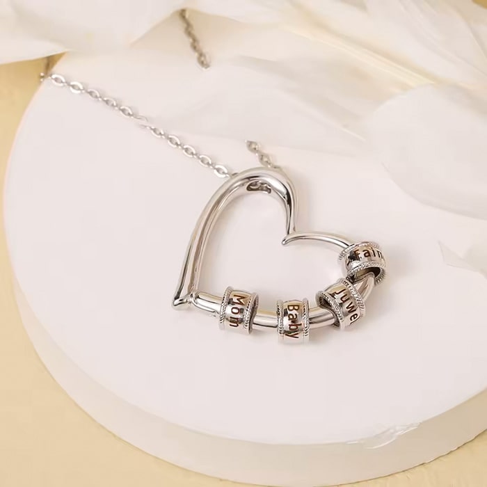 Herzkette mit personalisierten Namenringen - Für die beste Mama der Welt - Ewige Rosenbox