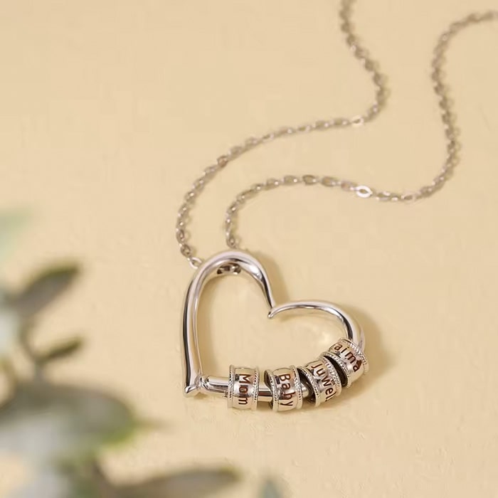 Herzkette mit personalisierten Namenringen - Für die beste Mama der Welt - Ewige Rosenbox