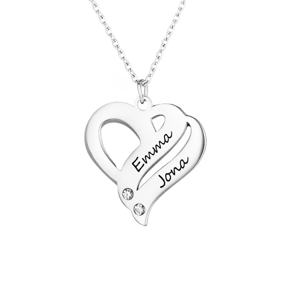 Personalisierbare Zwei Herzen für immer vereint - Halskette