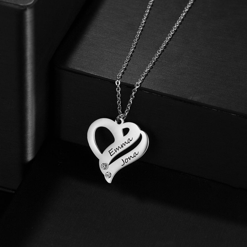 Personalisierbare Zwei Herzen für immer vereint - Halskette