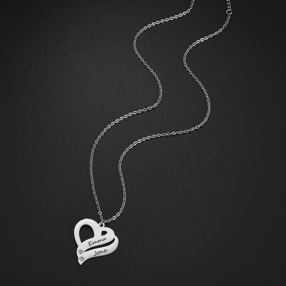 Personalisierbare Zwei Herzen für immer vereint - Halskette