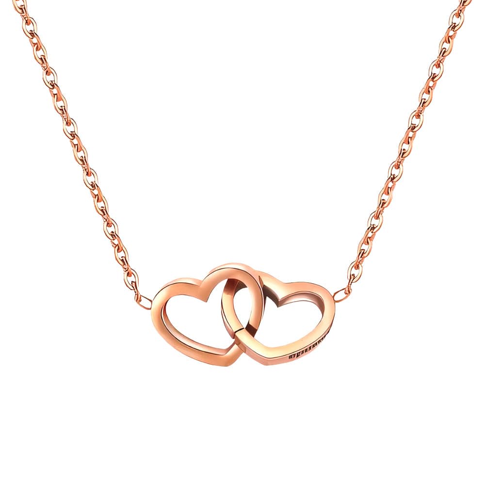 Ewige Rosenbox - Mit 14k Gravur-Doppelherzkette