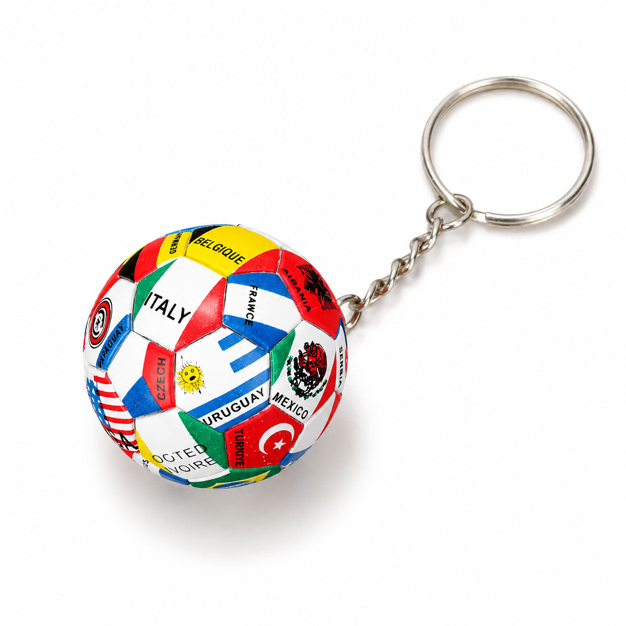 Fußball Schlüsselanhänger mit Länderflaggen – Mini Fußball Anhänger mit Schlüsselring