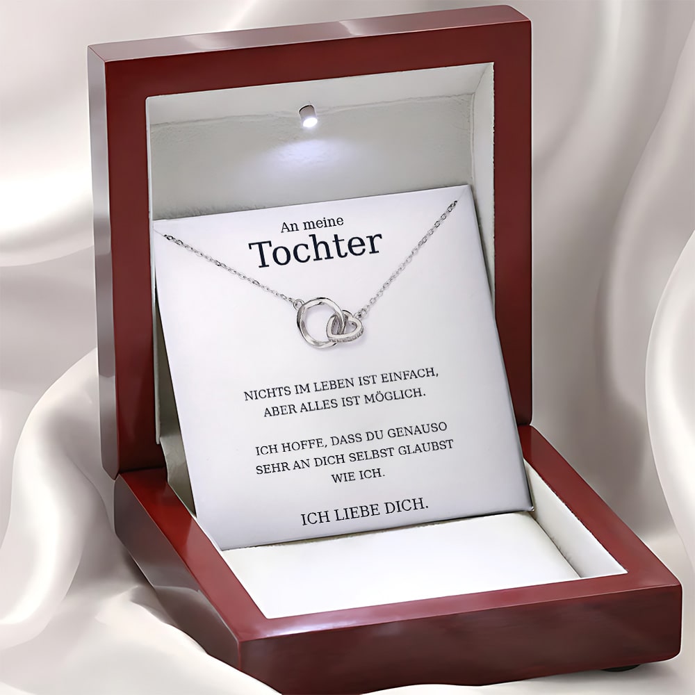 14k Weißgold Ausführung Ring & Herz Halskette - An meine Tochter