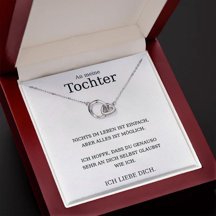 14k Weißgold Ausführung Ring & Herz Halskette - An meine Tochter