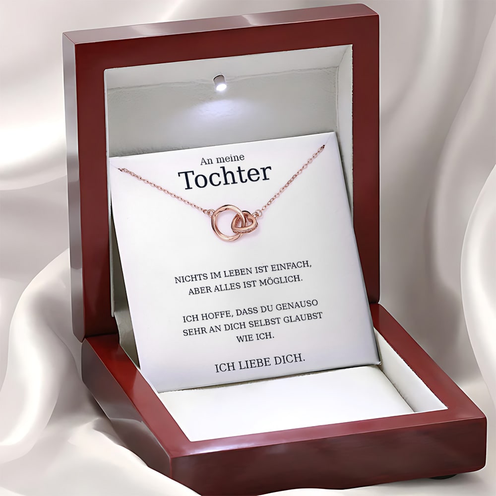 14k Weißgold Ausführung Ring & Herz Halskette - An meine Tochter