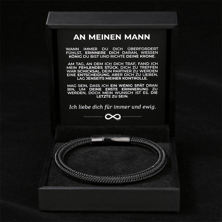 Geflochtenes Edelstahl-Armband - "An meinen Mann"