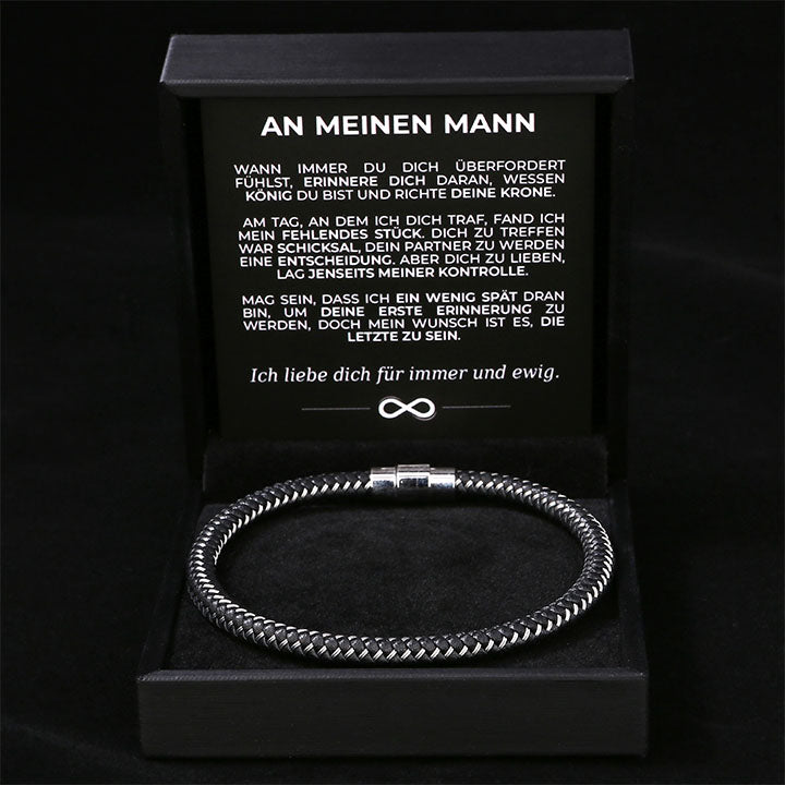 Geflochtenes Edelstahl-Armband - "An meinen Mann"