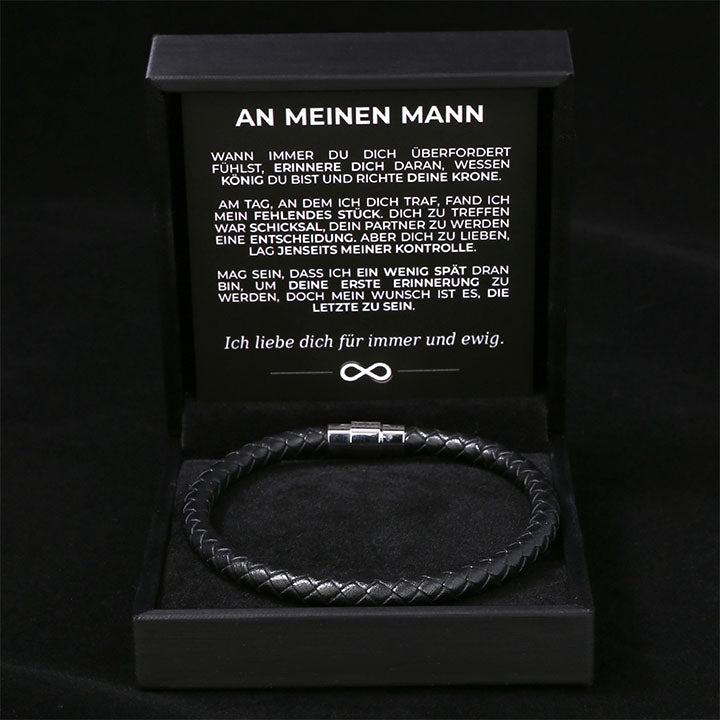 Geflochtenes Edelstahl-Armband - "An meinen Mann"