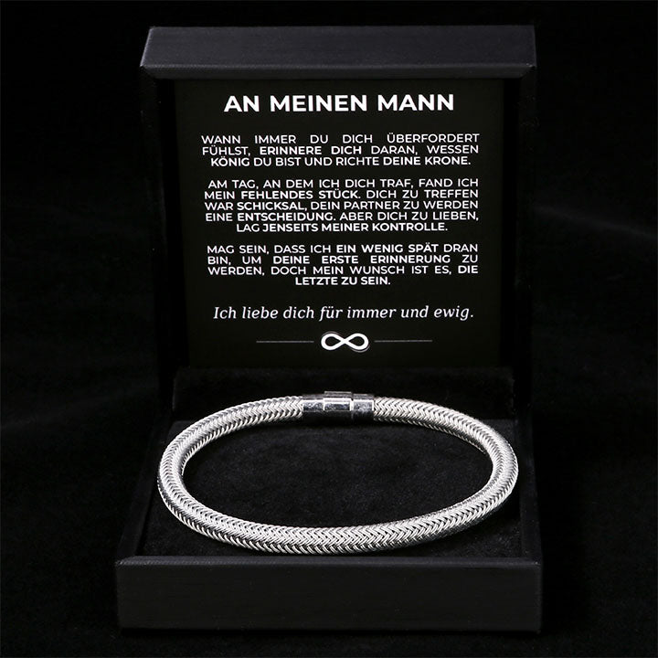 Geflochtenes Edelstahl-Armband - "An meinen Mann"
