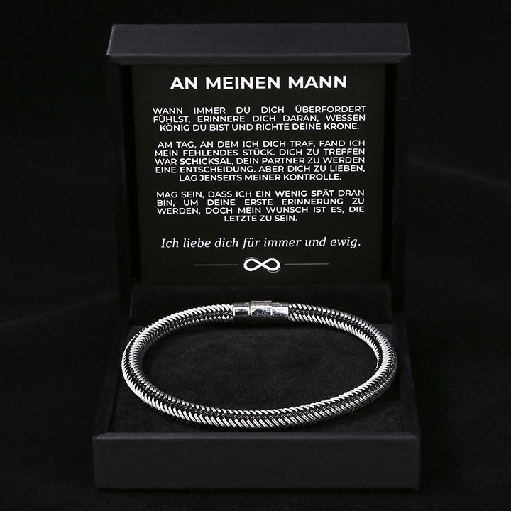 Geflochtenes Edelstahl-Armband - "An meinen Mann"