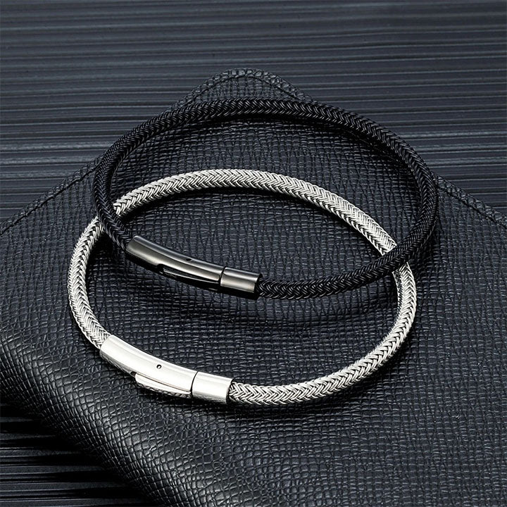 Geflochtenes Edelstahl-Armband - "An meinen Mann"