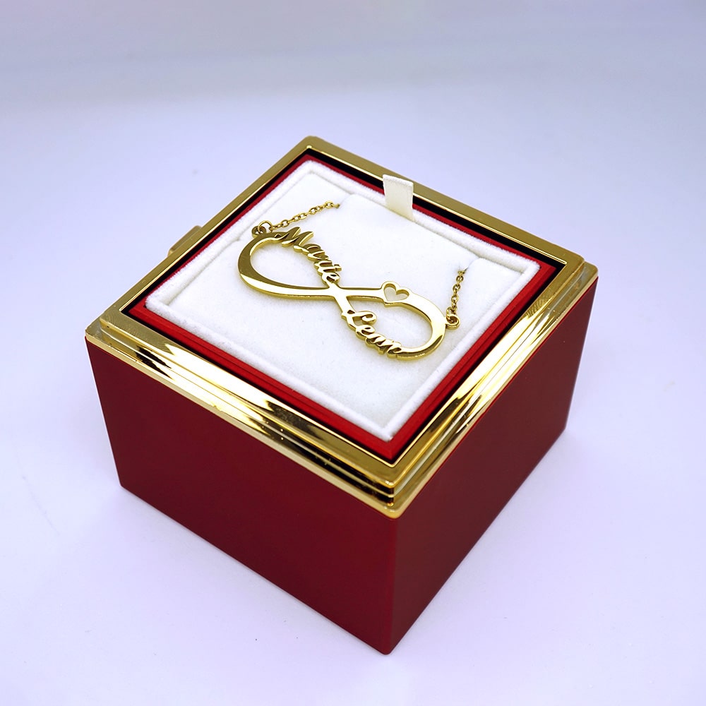 Ewige Rosenbox mit personalisierter Unendlichkeits-Halskette