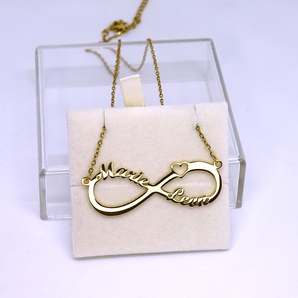 Ewige Rosenbox mit personalisierter Unendlichkeits-Halskette