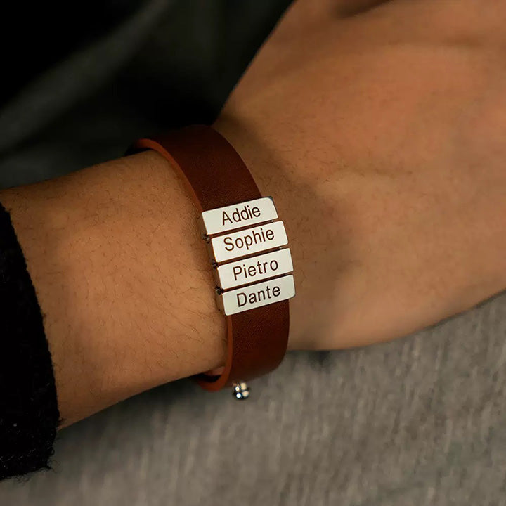 Lederamband mit Namenbeads - An meinen Mann