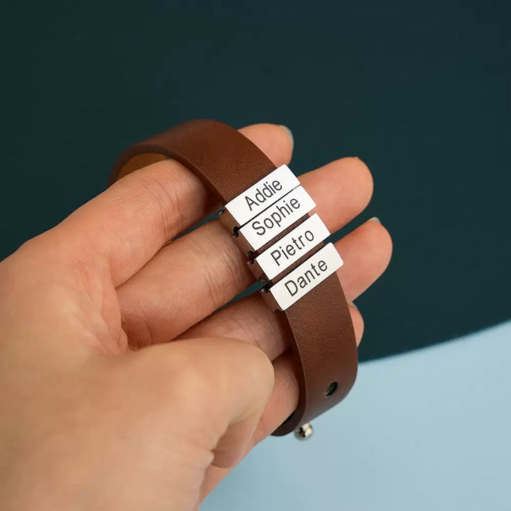 Lederamband mit Namenbeads - An meinen Mann