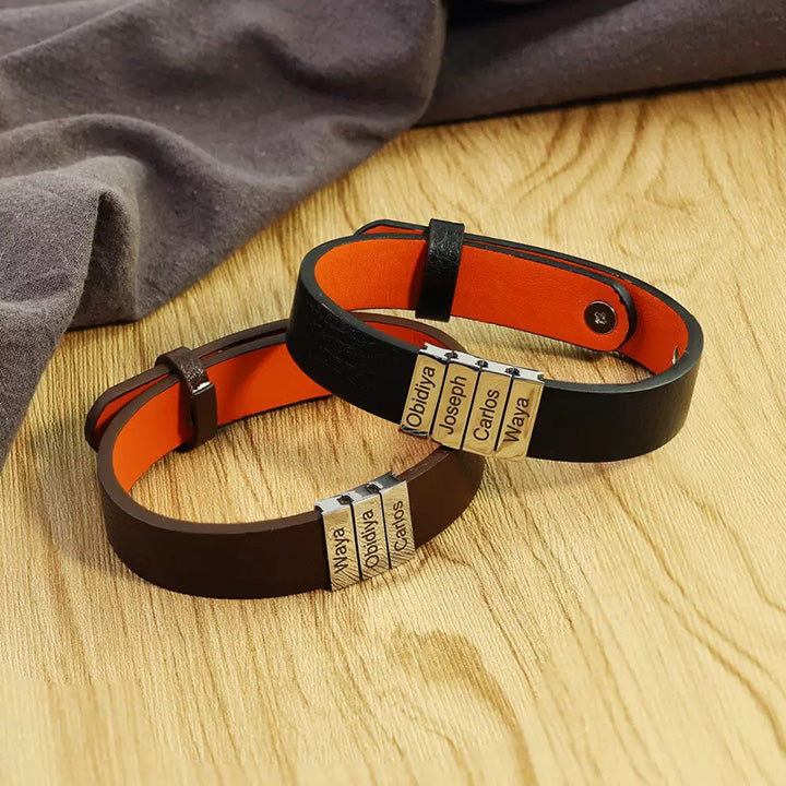 Lederamband mit Namenbeads - An meinen Mann