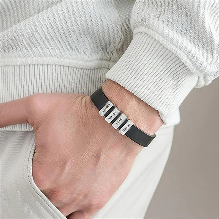 Lederamband mit Namenbeads - An meinen Mann