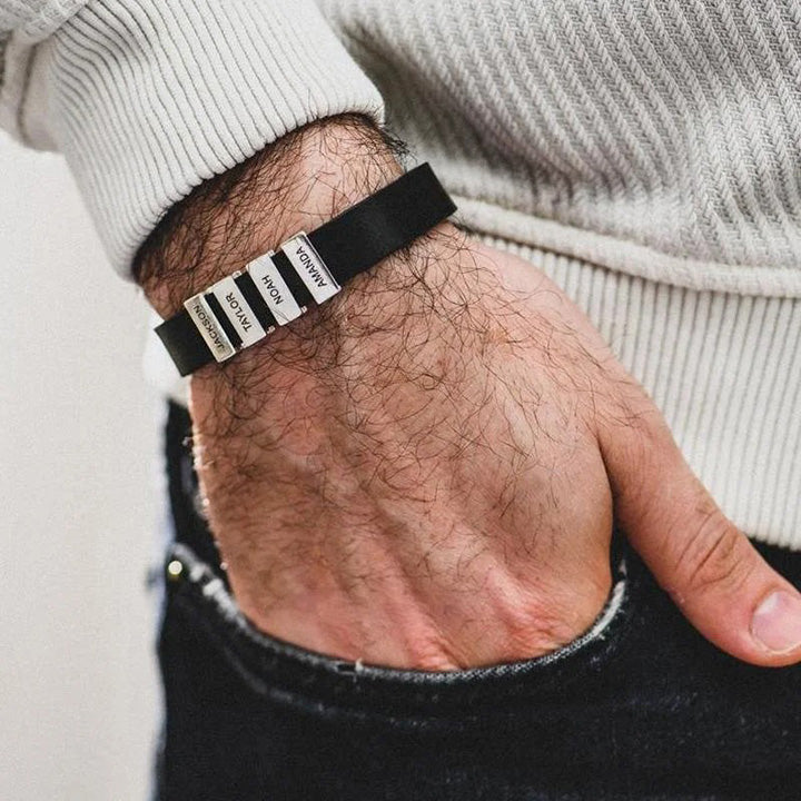 Lederamband mit Namenbeads - An meinen Mann