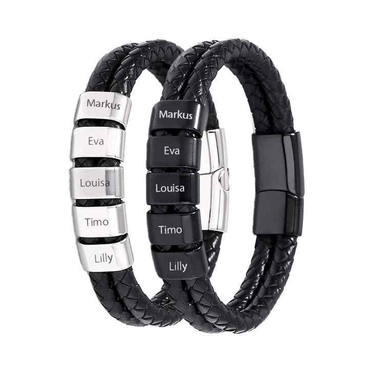 An den besten Papa der Welt - Lederarmband mit gravierten Beads