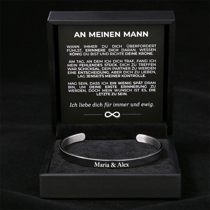 Personalisiertes Männer Armreif - "An meinen Mann"