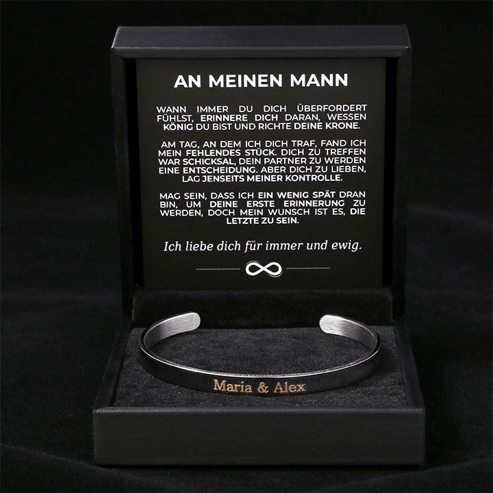 Personalisiertes Männer Armreif - "An meinen Mann"