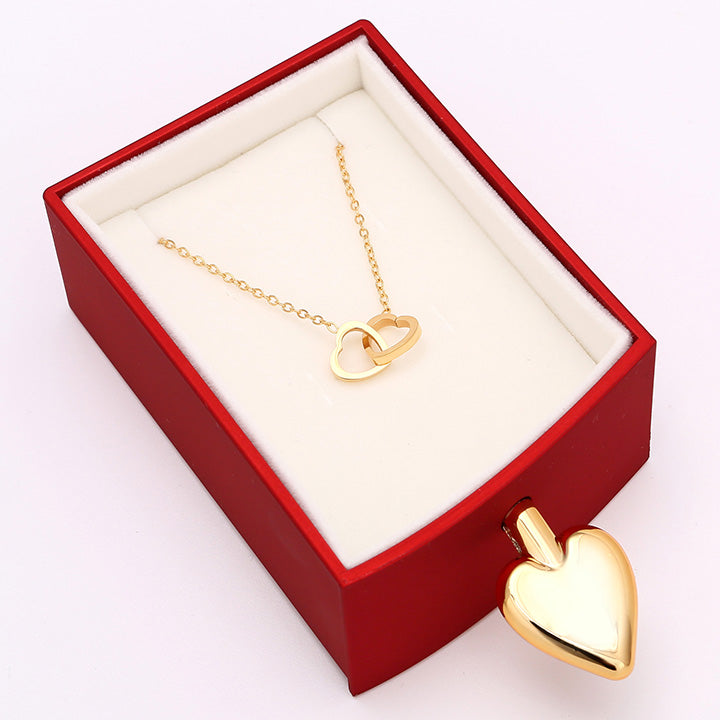 Amour Rosenbox - mit versteckter Gravur-Doppelherzkette