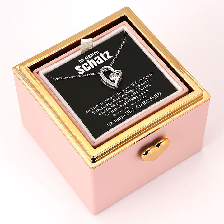 Kuchen Überraschung-Box mit 14k Herz-Herzkette & Notiz