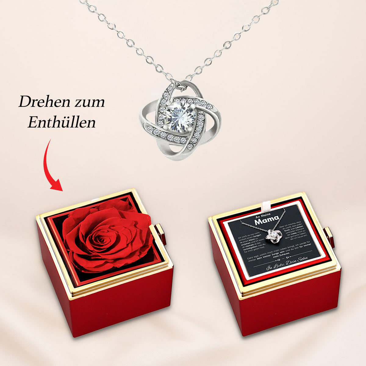 „Für immer verbunden“ - Liebesknoten-Halskette für Mama