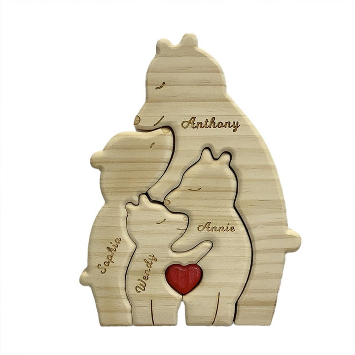 Personalisierte Familienbären aus Holz