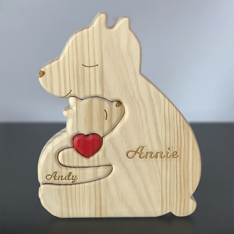 Personalisierte Familienbären aus Holz