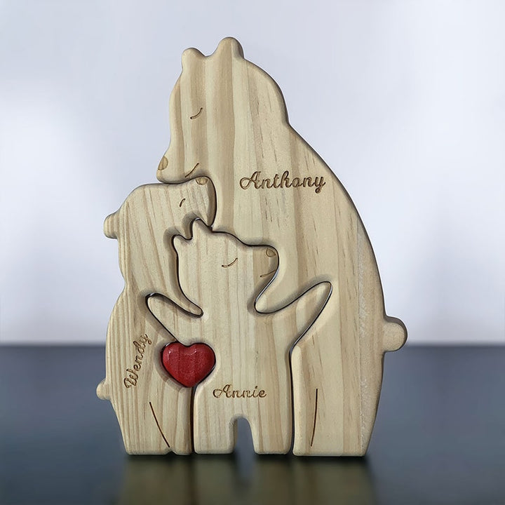 Personalisierte Familienbären aus Holz