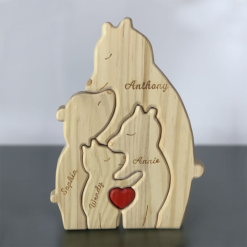Personalisierte Familienbären aus Holz
