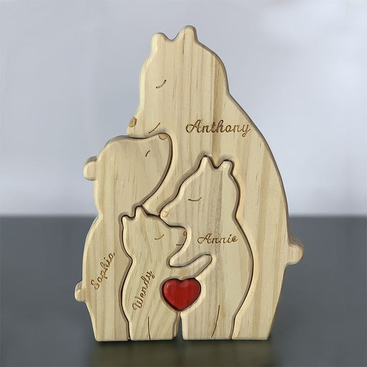 Personalisierte Familienbären aus Holz