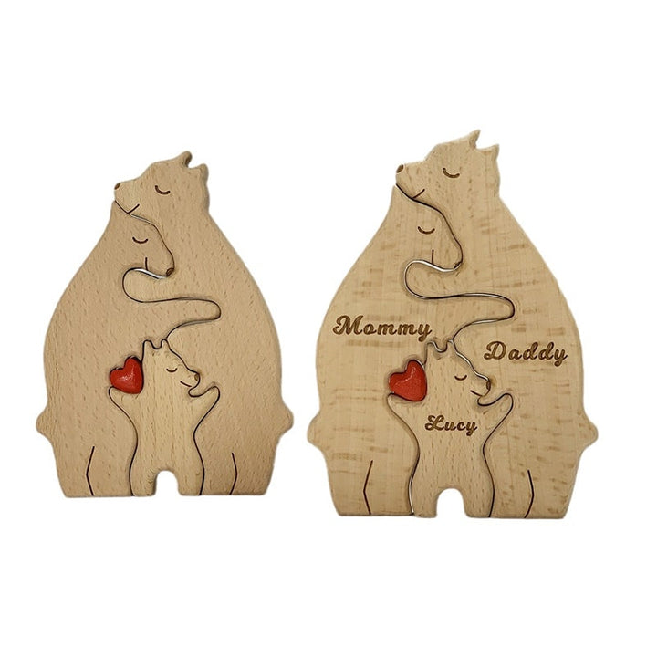 Personalisierte Familienbären aus Holz