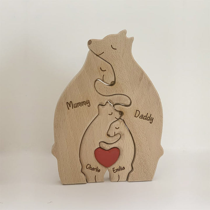 Personalisierte Familienbären aus Holz