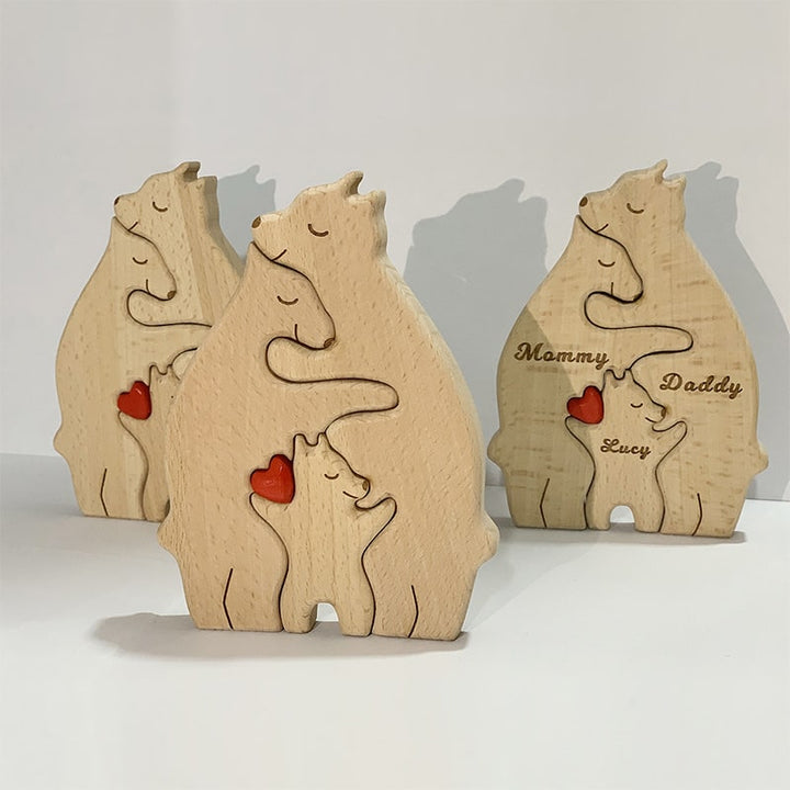 Personalisierte Familienbären aus Holz