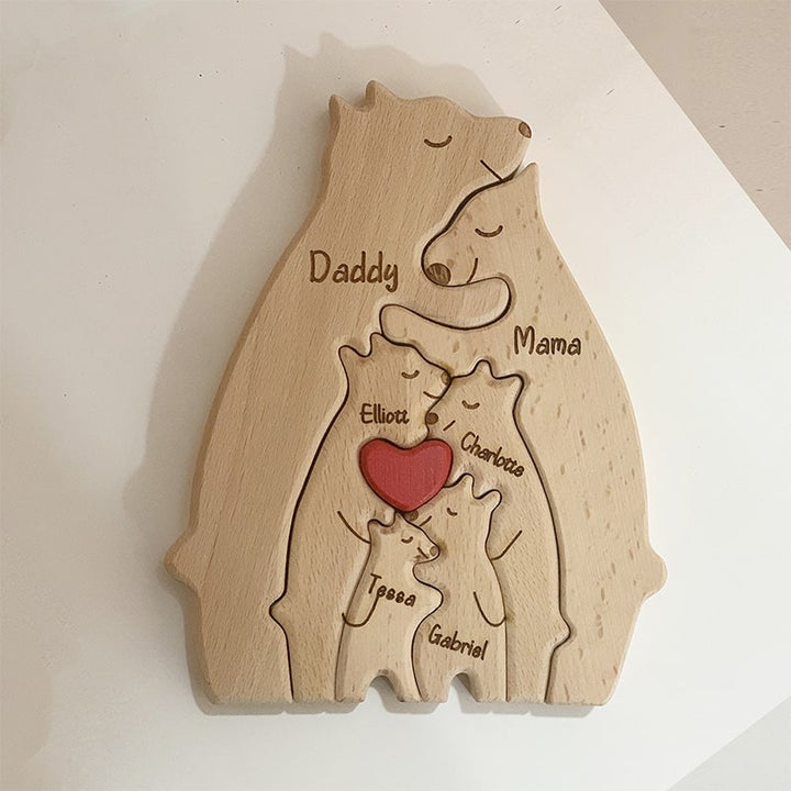 Personalisierte Familienbären aus Holz