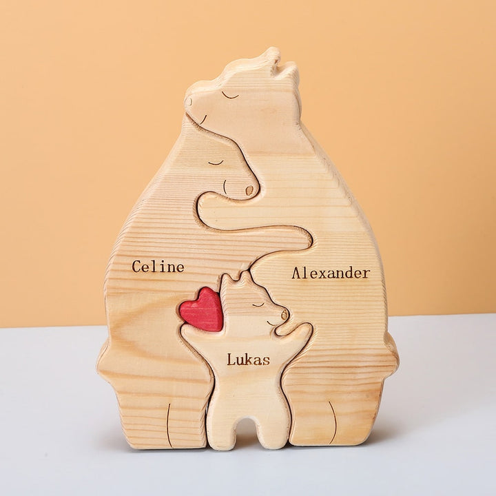 Personalisierte Familienbären aus Holz
