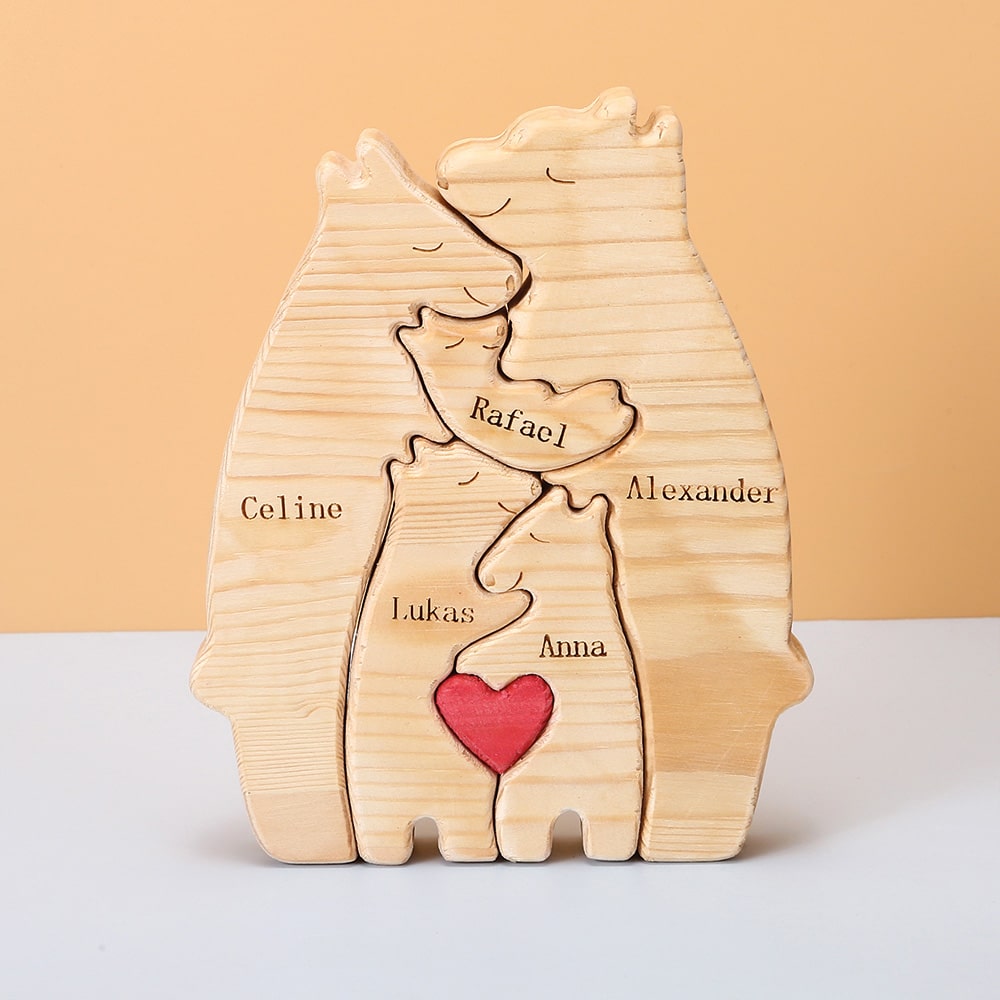 Personalisierte Familienbären aus Holz