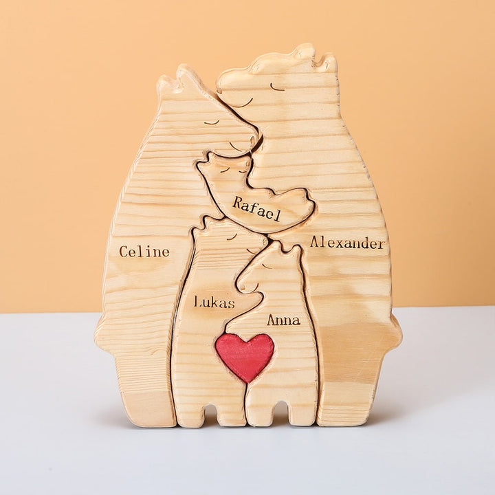 Personalisierte Familienbären aus Holz