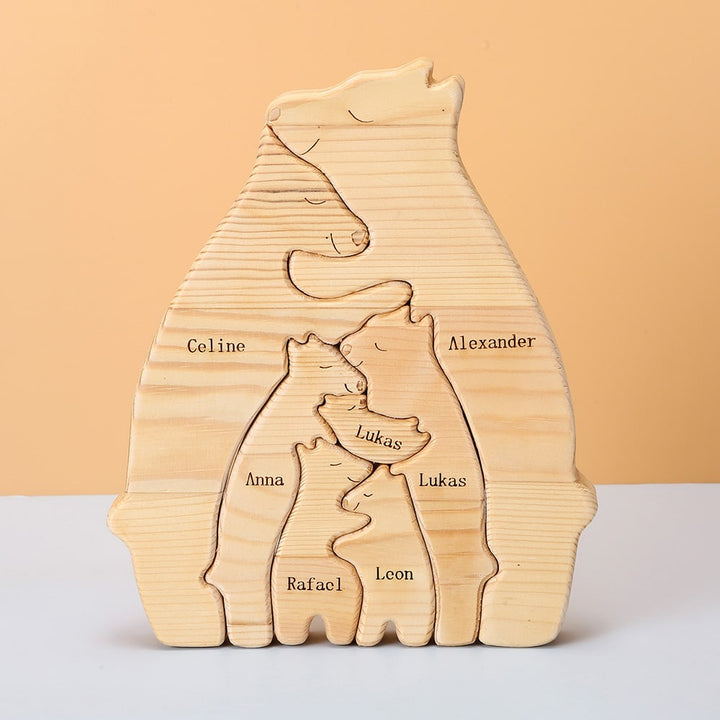 Personalisierte Familienbären aus Holz