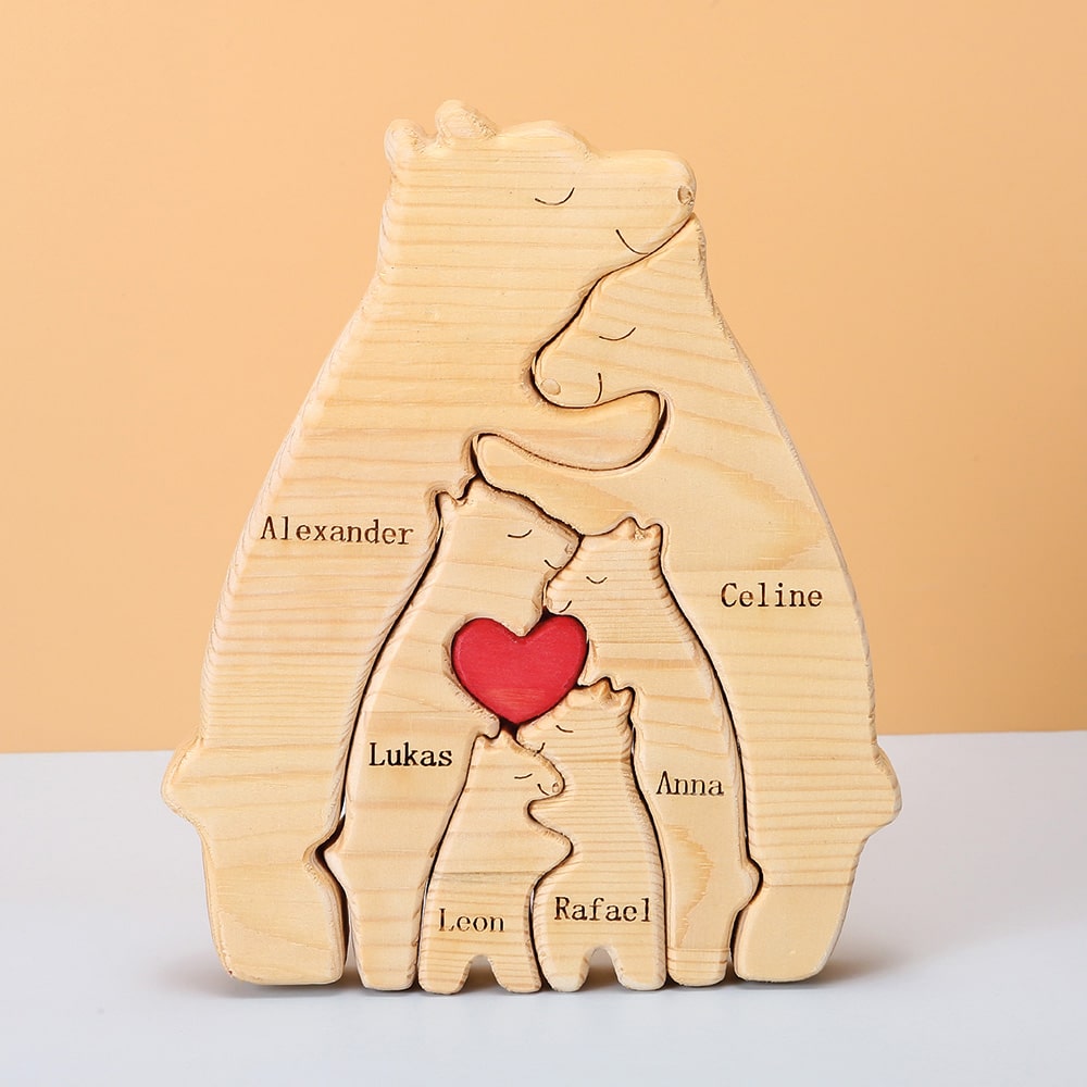 Personalisierte Familienbären aus Holz