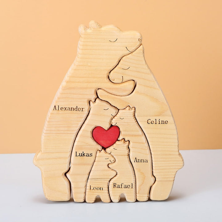 Personalisierte Familienbären aus Holz